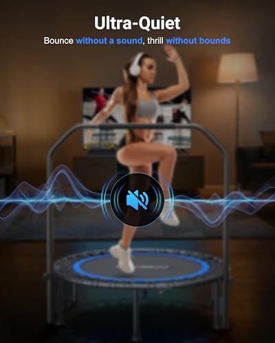 ANCHEER Fitness Trampoline,40"/48" Bungee Rebounder with Adjustable Handle - color: Blue
