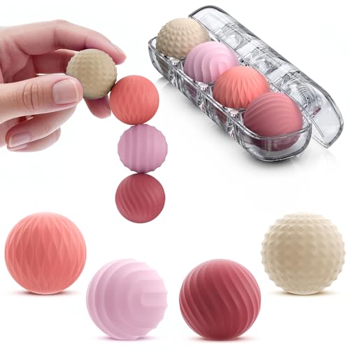 Silicone Magnetic Balls Fidget Toys for Adults & Teens, Stress Relief Sensory Toys for Help Relieve Stress, Anxiety, Tension, Fingertip Touch Training, Concentration Improvement (Set of 4) - color: Terracotta