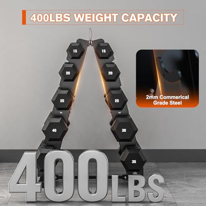 DERACY Dumbbell Rack Stand Only, Heavy Duty A-Frame Dumbbell Storage Rack, 5 tier Steel Dumbbell Holder for Home Gym Space Saver