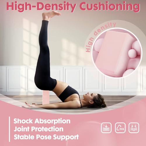 High-Density EVA Yoga Block – Hard & Thick (250g) Block for Yoga, Pilates, Dance Workout – Non-Slip Exercise Brick for Beginners, 9x6x4 Inches