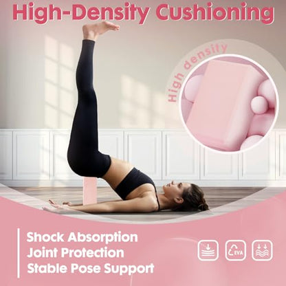 High-Density EVA Yoga Block – Hard & Thick (250g) Block for Yoga, Pilates, Dance Workout – Non-Slip Exercise Brick for Beginners, 9x6x4 Inches