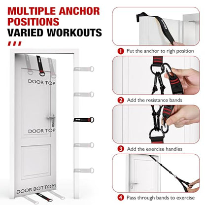 Resistance Bands with Handles, Exercise Bands with Door Anchor for Working Out, Home Gym Workout Equipment for Push Downs, Tricep, Biceps, Arms, Back, Chest, Abs, Shoulder Training