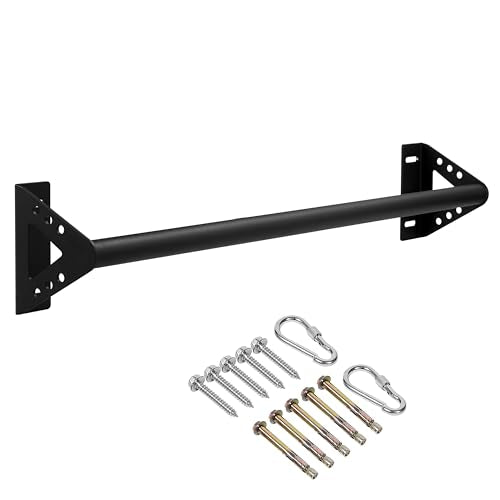 Wall Mounted Doorway Pull Up Bar, Heavy Duty Strength Training Pull-Up Bars for Doorframe, Support Beam or Joist Mount Thick Metal Sturdy Construction Support 500 lbs - color: Black