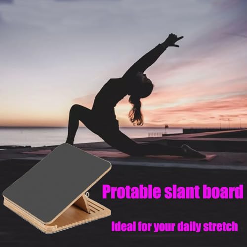 Foldable Calf Stretcher, Portable Wooden Slant Board for Calf Stretching Physical Therapy, Adjustable Foot Incline Board for Squat Stretch, Ankle Leg