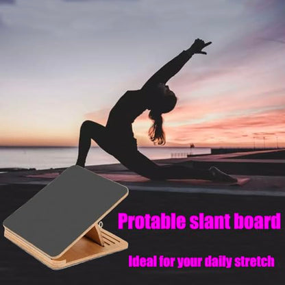 Foldable Calf Stretcher, Portable Wooden Slant Board for Calf Stretching Physical Therapy, Adjustable Foot Incline Board for Squat Stretch, Ankle Leg