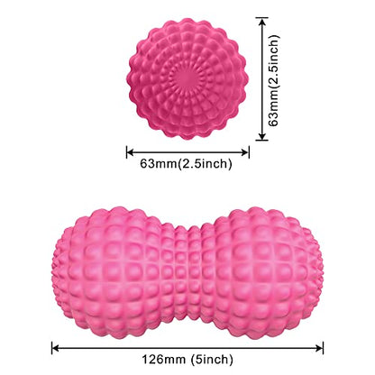 SELEWARE Peanut Massage Ball, Peanut Double Lacrosse Massage Roller Ball for Back Neck Shoulder Spine Legs Hips, Deep Tissue Peanut Roller Ball Trigger Point Muscle Massage Ball, Pink - color: Pink