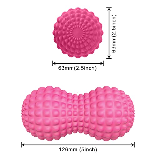SELEWARE Peanut Massage Ball, Peanut Double Lacrosse Massage Roller Ball for Back Neck Shoulder Spine Legs Hips, Deep Tissue Peanut Roller Ball Trigger Point Muscle Massage Ball, Pink - color: Pink
