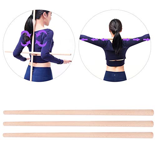 Wood Yoga Stick, 3Pcs Shoulder Opener Fitness Tool, Yoga Accessory Rod for Beginners and Professionals in Home Gym or Studio Practice