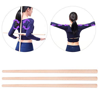 Wood Yoga Stick, 3Pcs Shoulder Opener Fitness Tool, Yoga Accessory Rod for Beginners and Professionals in Home Gym or Studio Practice