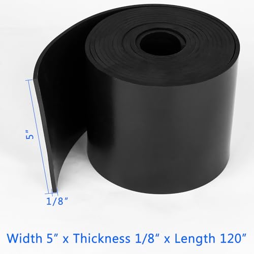 WochiTV Solid Rubber Strips Rolls, 5" Wide x 1/8" Thick x 120" Long Neoprene Rubber Sheets Perfect for DIY Gasket Material, Sealing, Liner, Shield, Padding, Mat - size: 5" W x 120" L, style: 1/8(.125") Thick