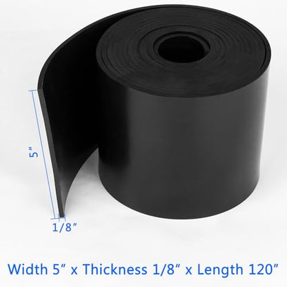 WochiTV Solid Rubber Strips Rolls, 5" Wide x 1/8" Thick x 120" Long Neoprene Rubber Sheets Perfect for DIY Gasket Material, Sealing, Liner, Shield, Padding, Mat - size: 5" W x 120" L, style: 1/8(.125") Thick