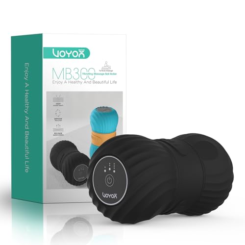 Vibrating Peanut Massage Ball Roller, Electric Double Lacrosse Massage Ball with 4 Intensities for Muscle Pain Relief, Rechargeable Deep Tissue Massage, Yoga Sports Fitness MB300 (Black) - color: Black