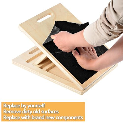 Non-Slip Sandpaper Board Fit Slant Board for Calf-Stretching, Wooden Incline Wedge Stretcher, Balance Block Replacement - size: 12.6×11