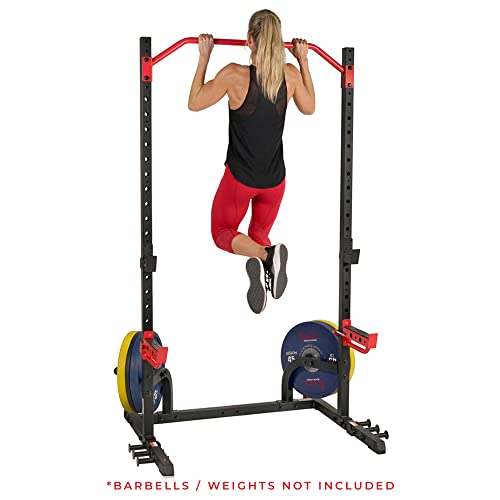 Sunny Health & Fitness Multifunctional Strength Training Home Gym – Complete Workout Equipment with Training Attachments, Optional Squat Stand, Power Rack Cage, Adjustable Incline Bench - style: Premium Rack