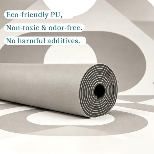 U&M Professional Non Slip PU Yoga Mat with Carrying Strap & Alignment Line, 72"x27" Extra Wide 0.2" Thick Exercise Mat for Home Gym | Sweatproof High Density | Anti-tear | Textured Surface | Natural Rubber Bottom Workout Mat for Women & Men Yoga Pilates F