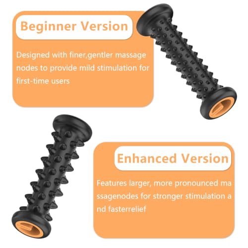 Foot Massager Roller Set for Plantar Fasciitis Relief, Professional 2-Pack (Beginner & Enhanced), Foot Roller for Home Office, Gifts for Mom Dad Friends