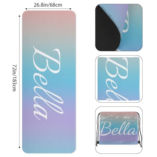 Custom Name Yoga Mat,Personalized Travel Yoga Exercise Mat,Non Slip,Perfect for Kids & Adults,Gradient Color D Series - color: Style 24