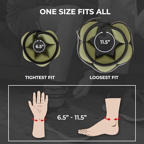 Adjustable Ankle Weights for Women & Men – 1 Pair (2–10 lbs) Wrist, Arm & Leg Weights for Gym, Yoga & Home Workouts – Secure Fit Strap Design – Durable Fitness Training Equipment - color: Army Green