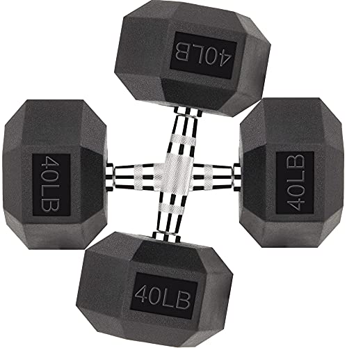 Hex Dumbbells 40 LB Pair Exercise & Fitness Weights Dumbbell For Men & Women 40 Pound Free Weights Set