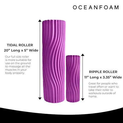 Tidal Roller - Magenta - Muscle Massage Foam Roller for Back Pain & Stretching - Firm and Ergonomic Wide Wave Textured - Yoga, Athletics, & Wellness - Full Size, 20" x 5" - color: Magenta