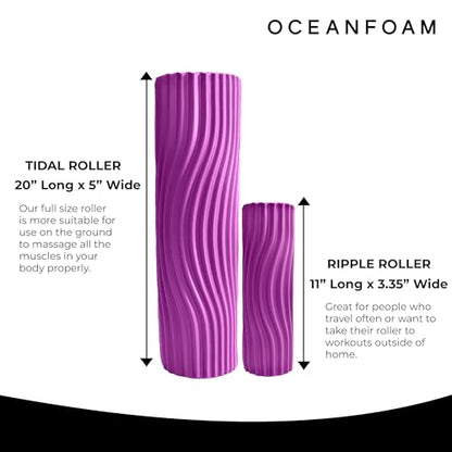 Tidal Roller - Magenta - Muscle Massage Foam Roller for Back Pain & Stretching - Firm and Ergonomic Wide Wave Textured - Yoga, Athletics, & Wellness - Full Size, 20" x 5" - color: Magenta