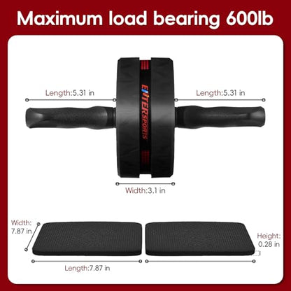 Ab Roller Wheel for Abs Workout with 2 Knee Pads for Home Gym - color: Red