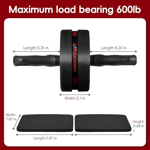 Ab Roller Wheel for Abs Workout with 2 Knee Pads for Home Gym - color: Red