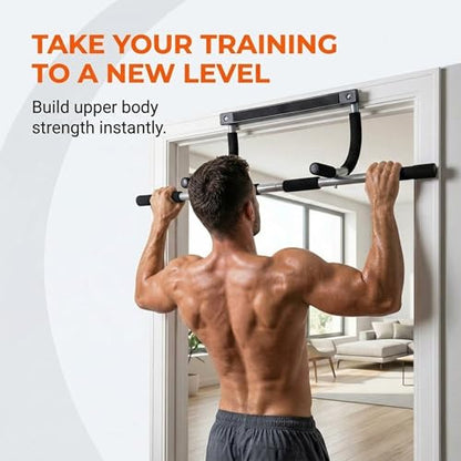 Door Chin Up Door Bar Home Gym - Pull Up - Adjustable Fits Residential Doorways - Supports Up to 300 Pounds - Easy to Mount - Build Upper Body Strength at Home Pump Biceps, Triceps, Lats
