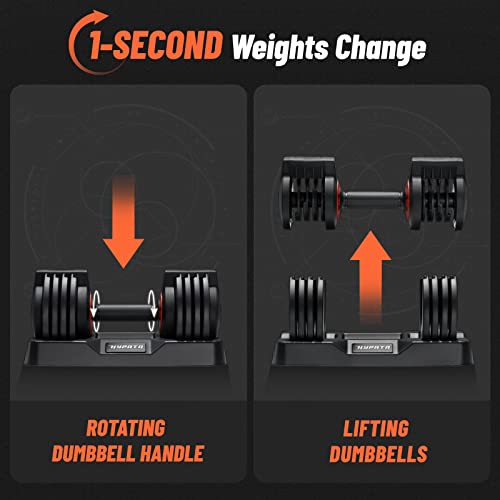25/55 lbs Pair Adjustable Dumbbell Set, Adjust Dumbbell Weight for Exercises Pair Dumbbells for Men and Women in Home