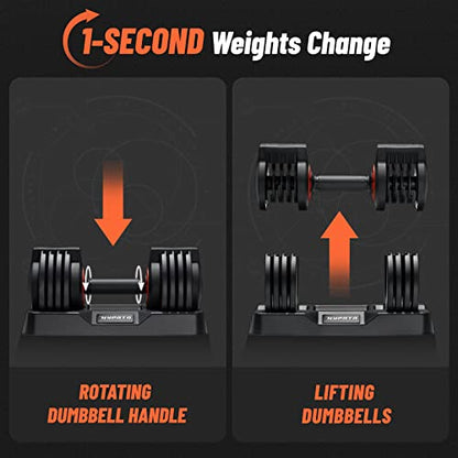 25/55 lbs Pair Adjustable Dumbbell Set, Adjust Dumbbell Weight for Exercises Pair Dumbbells for Men and Women in Home