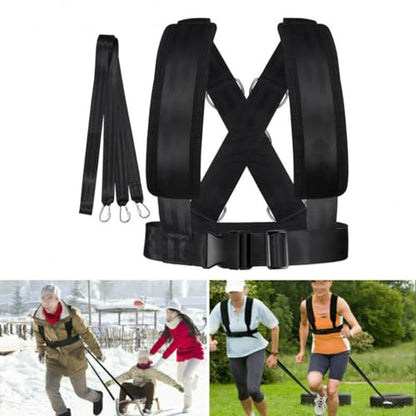 Adjustable Sled Harness - with Resistance Band for Strength and Fitness Training Padded Shoulder Straps and Waist Belt for Workout Sled Pulling Durable Neoprene and Polyester Vest