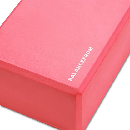Fitvids Set of 2 High Density Yoga Blocks, 9"x6"x4" Each, Pair, Multiple Colors - color: Red