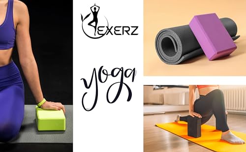 EXERZ Yoga Blocks 2 pack, Gym Blocks, Exercise Workout Fitness Bricks, Pilates Stretch Handstand Non-Slip - color: Blue