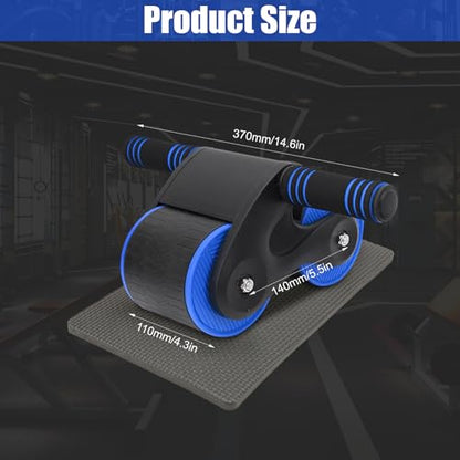 Abdomina Roller Workout Exerciser Equipment , Automatic rebounds Abdominal Wheel , Abdominal Roller Machine with Knee Pad for Abdominal Core Strength Training , Home Gym Fitness for Men Women(Blue)