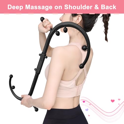 Back Massager for Pain Relief Deep Tissue - Massage Trigger Point Cane,Massage Stick for Pain Relief,Muscle Release Tool Self Massage Hook Cane for Women & Men(Black)