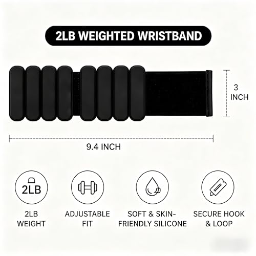 Black Sports Set, Men's and Women's Wrist and Ankle Weights Bracelet (L 7*W 3*H 1.2 inch) + Portable Wrist Bag (L 7.9*W 3.5*H1.4 inch)