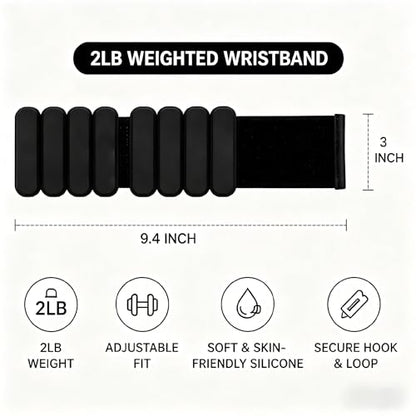 Black Sports Set, Men's and Women's Wrist and Ankle Weights Bracelet (L 7*W 3*H 1.2 inch) + Portable Wrist Bag (L 7.9*W 3.5*H1.4 inch)