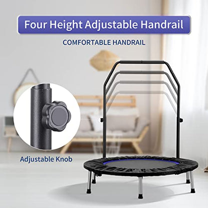ZENOVA 40" Mini Trampoline, Rebounder Trampoline for Adults Fitness Trampoline with Adjustable Bar Rebounder Trampoline Indoor Jumping Workouts
