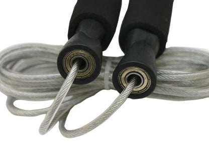 DA VINCI Weighted 10 ft Adjustable Speed Cable Jump Rope with Ball Bearing Handle Mechanism and 1/3 lb Weight in Each Handle - color: Black