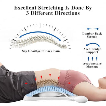 UJoowalk Back Stretcher for Lower Back Relief, Air Adjustable Lumbar Support Board with Extra-Wide Panel, 98 Massage Nodes, Spine Stretching Device for Posture Support & Flexibility (Blue)