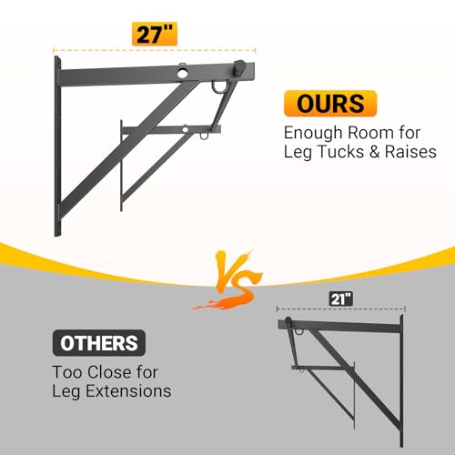 Wall Mounted Pull Up Bar, 51"/45" Chin Up Bar with 500LBS Capacity, Strength Training Pull-Up Bars |Joist Mounted |Reinforced Thick Metal Construction