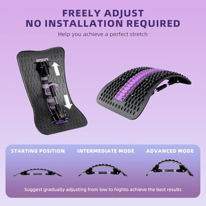 Adjustable Back Stretcher for Lower Back Stretching,Manual Spinal Decompression Board for Daily Use,Portable Lumbar Stretch Tool for Home Office & Travel.