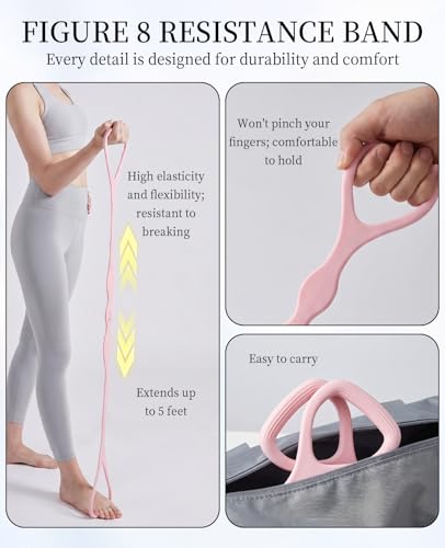2 PCS Figure 8 Resistance Bands for Women, 15 Lbs & 25 Lbs Keep Resistance Band with Non-Slip Handles for Arms Back Chest & Shoulder