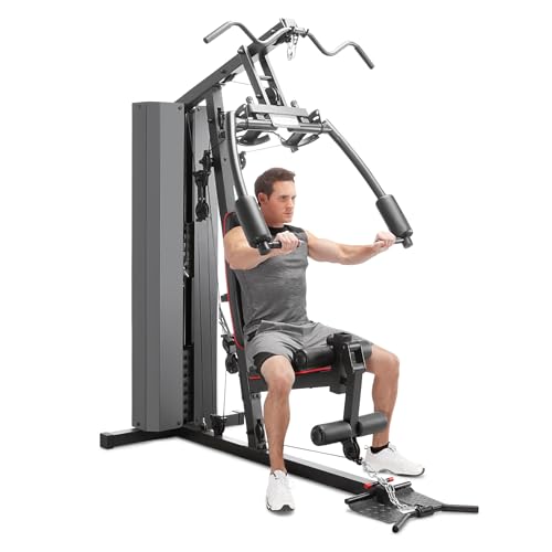 Marcy Multifunctional Workout Station 100lbs to 200lbs Stack Home Gym for Weightlifting and Bodybuilding - color: Black - 200 lbs