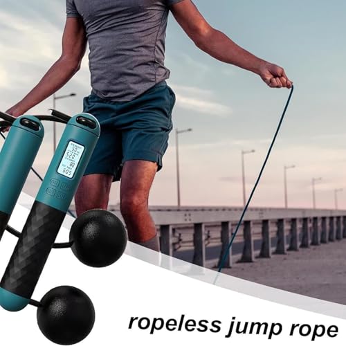 Cordless Jump Rope with Counter, Cordless Jump Rope Weighted, 2 in 1 Skipping Ropes with Lcd Display Counter, Smart Weighted Jump Ropes for Women Men Adult Kids Fitness
