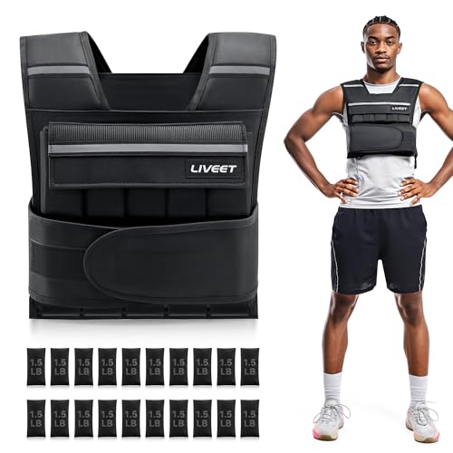 Adjustable Weighted Vest for Men Women, 20lb 30lb 45lb 60lb Weight Vest with 20 Removable Weights, Heavy Duty Running Vest with Reflective Strips for Walking Strength Training Calisthenics - size: 30 lbs-Sandbags