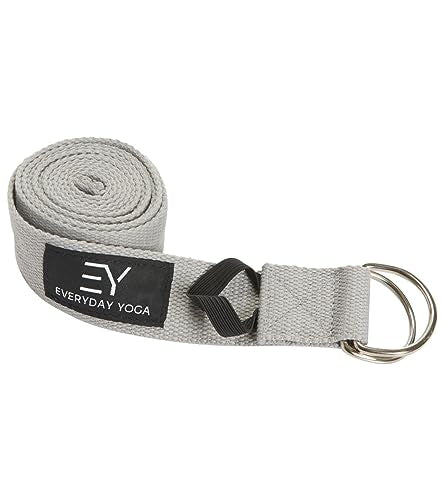 Everyday Yoga Strap with Metal D-Ring Athletic Stretching, 6ft/8ft/10ft - color: Slate, size: 6 Foot
