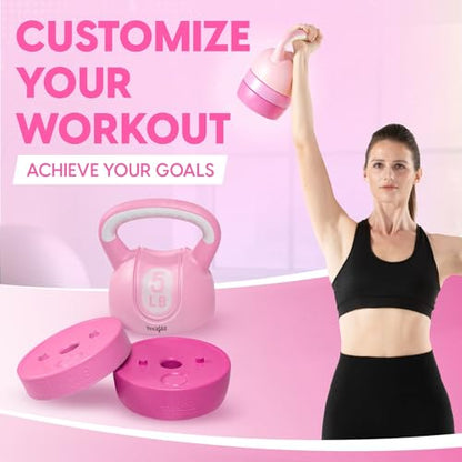 Yes4All Kettlebell Sets - Adjustable Kettlebell Set for Strength Training - Kettlebells Adjustable Weight for Versatile Workouts - color: C. Pink, style: A. Single