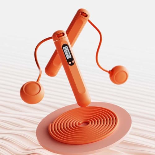 Cordless Jump Rope with Counter for Fitness - Adjustable Smart Skipping Rope For Men Women Kids Outdoor Speed Boxing Crossfit Workout Exercise Cardio - color: Orange