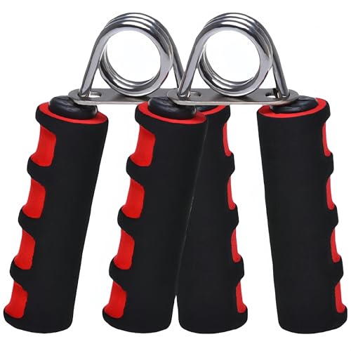 Grip Strengthener Set - 2 Soft Foam Hand Exercisers for Arthritis Relief, Carpal Tunnel & Strength Training | Portable Hand Grip for Men/Women, Home/Office/Travel | Rehab, Tendonitis, Stress Relief - color: red-black